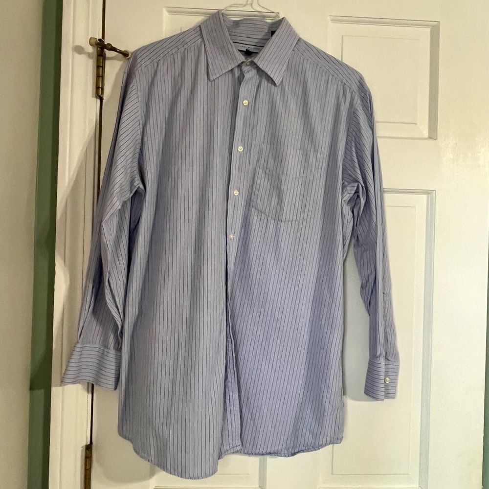 Tommy Hilfiger Shirt Striped Button Down Blue Long Sleeve Size 16 Collar 32-33